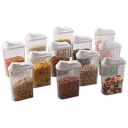 Steelo Skippar Plastic Storage Container with Flip Lock lid, Storing Dry Food, Pulses and Spices, Sugar Container, Pet Container, White Color 12 Pcs Set, 1000 ml...