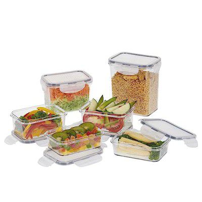 Steelo Sofresh Plastic Container Set Kitchen Organiser Air Tight Safe US FDA Approved PET Food Grade Heavy Duty Material, BPA Free (Clear,300mlx2,500mlx2,900mlx1,1400mlx1,Pack of 6)