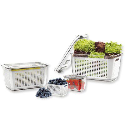Steelo SoFresh Plastic Fridge Food Storage Containers Set - Air Tight, Drain Baskets - Pack Of 3, 480 ML, 1700 ML, 4500 ML