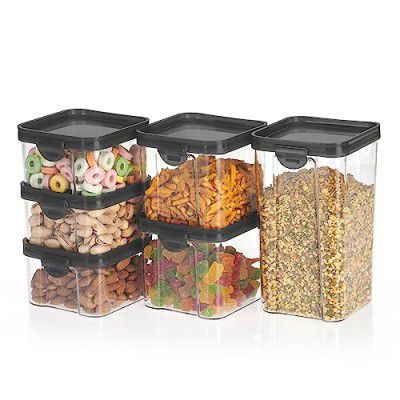 Steelo Sofresh Plastic Kitchen Storage Stack Container Set Kitchen Organiser Air Tight Container Set Fridge safe US FDA Approved PET Food Grade Heavy Duty Material, BPA Free (Clear, Pack of 6)