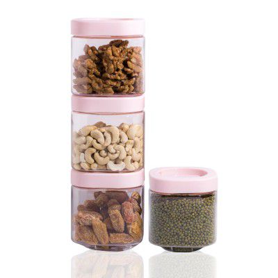 Steelo Stack & Lock Plastic Kitchen Storage Square Container Set - Air Tight