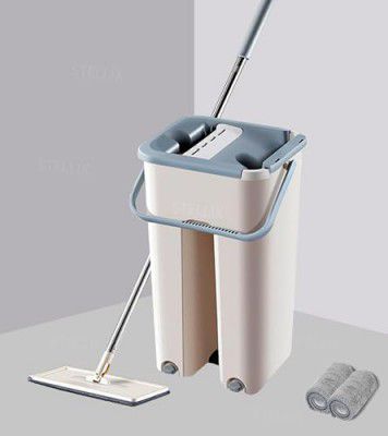 STELLIX Plastic Mop with Bucket for Floor Cleaning|Flat Mop with Telescopic Stick for Cleaning Floor