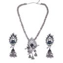 Steorra Jewels Afghani Traditional Indian Jewellery Ethnic Radha Krishna Silver Oxidized Long Necklace Set With Earrings For Women (long necklace set)...