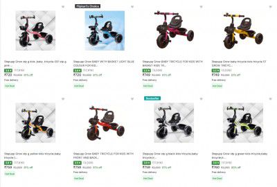 Flipkart : Stepupp Grow Tricycles Upto 79% Off Starting From Rs.826