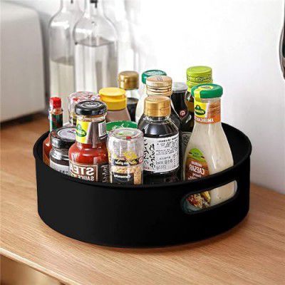 Stewit Multi-Purpose 360° Rotating Organizer Tray/Kitchen Organizer/Multi- Function Rotating Tray (Black, Pack of 1)