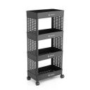 Stewit Plastic Multipurpose 4-Tier Floor Mount Corner Shelf Kitchen Organizer Rack/Storage (4XL, Black)...