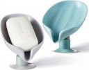 Stewit Soap Holder Leaf-Shape Self Draining Soap Dish Holder, Not Punched Easy Clean Bar Soap Holder, with Suction Cup Soap Dish Suitable for Shower, Bathroom, Kitchen Sink (Multicolor)...