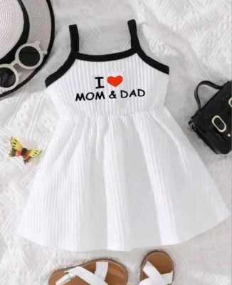STGarment  Baby Girls Midi/Knee Length Casual Dress  (White, Noodle strap)
