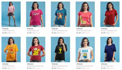 Sthulas Women's T-shirt Upto 87% Off