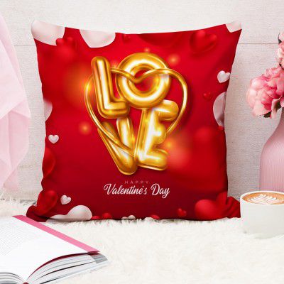STITCHNEST Gift for Boyfriend Girlfriend Husband Wife Couples Girls Boys Printed Jute Cushion Cover, Set of 1 (16x16 Inches)