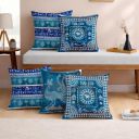 STITCHNEST Indigo Tribal Warli Art Printed Cushion Cover Set of 5 ...
