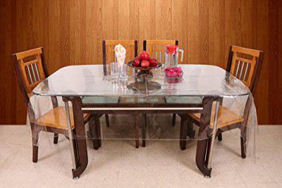 STITCHNEST Polyvinyl Chloride Pvc Transparent 4 Seater Dining Rectangular Table Cover Without Lace, (40X60 Inches)