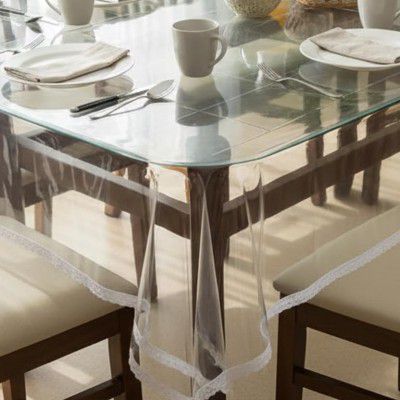 STITCHNEST PVC Transparent 4 Seater Dining Table Cover Without Lace, ( 40x60 Inches )