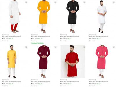 Stoneheart Mens Ethnic Kurta Sets Upto 83% Off