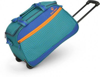 Stony Brook by Nasher Miles  48 L Strolley Duffel Bag - Maze Polyester Small 52cm Teal Blue Whee l Duffle Trolley - Blue - Regular Capacity