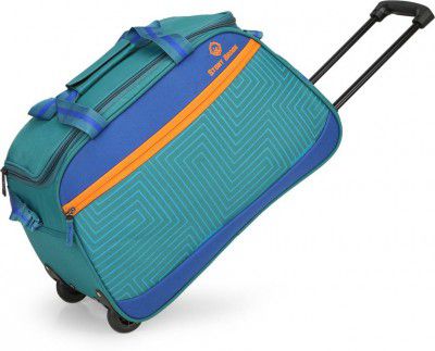 Stony Brook by Nasher Miles  55 L Strolley Duffel Bag - Maze Polyester Small 52cm Teal Blue Wheel Duffle Bags | Duffle Trolley