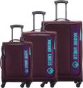 Stony Brook by Nasher Miles Soft Body Set of 3 Luggage - Classic Soft-Sided Polyester Luggage Set of 3 Purple Trolley Bags (55,65&75cm) - Purple...