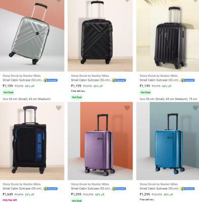 Upto 89% Off - Stony Brook By Nasher Miles Suitcases Starts @₹1099