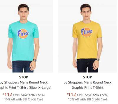 STOP by Shoppers Mens T-Shirt Upto 70% Off