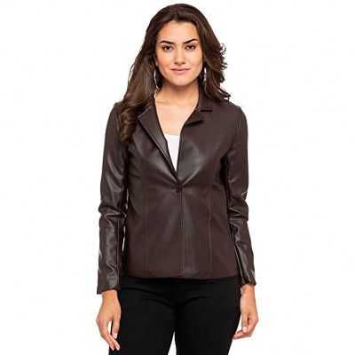 Stop by Shoppers Stop Womens Classic Collar Solid Casual Jacket_Coffee