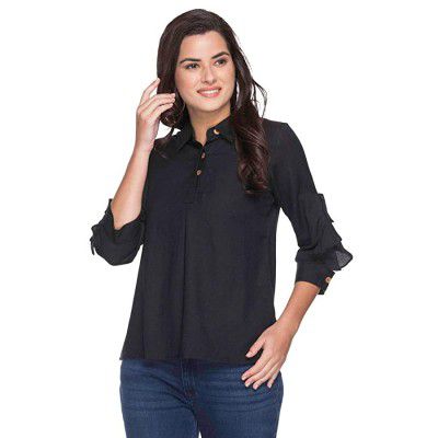 STOP by Shoppers Womens Collared Solid Top