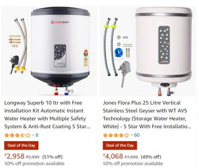 Storage Water Heaters Up to 51% off + extra 50% off