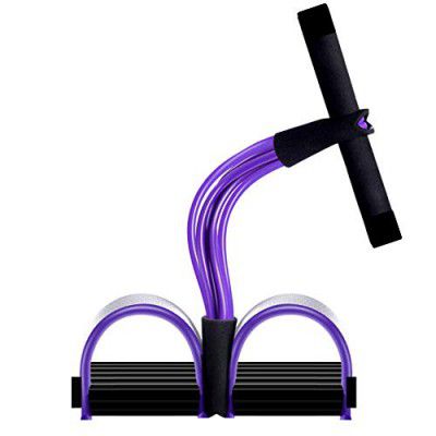 STORE77® 4-Tube Exercise Pedal Pull Reducer - Resistance Band Yoga Sports Equipment for Belly Abdomen Waist Arm Leg Stretching Exercise, Portable Home Gym Sit-ups Device with Elastic (Purple)