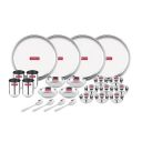 Storehaus 24 Pieces Smart Stainless Steel Dinnerware/Dinner Set - 4 Thali, 4 Halwa Plate, 8 Bowl, 4 Glass, 4 Spoon, Kitchen Set for Home & Restaurants, Family - Silver...