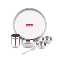 Storehaus 6 Pieces Smart Stainless Steel Dinnerware/Dinner Set - 1 Thali, 1 Halwa Plate, 2 Bowl, 1 Glass, 1 Spoon, Kitchen Set for Home, Restaurants, Family - Silver...