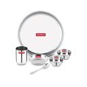 Storehaus Stainless Steel 6 pc (1 Thali+2 Katori+1glass+1 Spoon+1 Halwa Plate) Kitchenware Set Ideal for Home, Restaurants and Family Use, Silver...