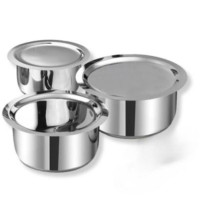 Storehaus Triply SAS (Steel-Aluminium-Steel - 3 Layers)  Set of 3 Pcs (1.1 LTR, 14 Cm), (1.6 LTR, 16Cm) & (2 LTR, 18 Cm)