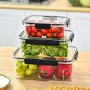 Storescent Airtight Fridge Storage Containers Set of 3 | BPA-Free Plastic Kitchen Boxes | 300ml, 800ml, 1200ml (Black (Set of 3))...