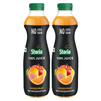 Storia 100% Fruit Juice- Mixed Fruit- No Added Sugar & No Preservatives- 750 ml PET Bottle Pack of 2