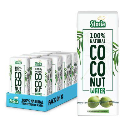 Storia 100% Natural Tender Coconut Water- No Added Sugar & No Preservative- Pack of (8 X 200 ml)