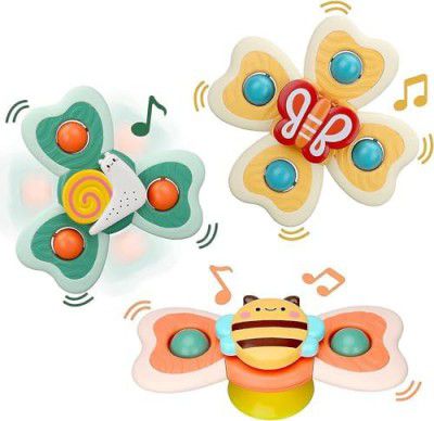 Storio Baby Products Bath Toys Suction Cup Spinner Toy | Set of 3 | Learning Toy