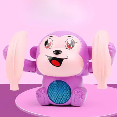 Storio Dancing Monkey Musical Toy for Kids | Spinning Tumble Doll with Lights, Music & Voice Sensor | Rolling Musical Toy with Sound Effects for Babies & Toddlers | Fun Gift for Boys & Girls