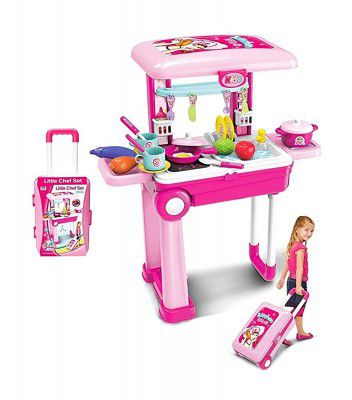 Storio Kitchen Set Trolley with Light and Music Toy for Kids