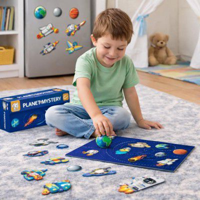 Storio Magnetic Solar System Puzzle Box | Montessori Space Theme Educational Toy for Kids 2 3 4 Years