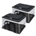 Storite 2 Pack Nylon 33 L PVC Transparent Moisture Proof Storage box for Clothes Closet Wardrobe Organizer Saree Bags for Clothes with Carry Handle - (Black, 44 x 31 x 24 cm)...