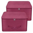 Storite 2 Pack Nylon Wardrobe Bag Underbed Moisture Proof Cloth Storage Organizer Saree Bags (Magenta, 37x35x23 cm) Square...