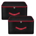 Storite 2 Pack Nylon Wardrobe Bag Underbed Moisture Proof Cloth Storage Organizer, Storage box for Clothes Saree Bags with Zippered Closure & Handle - (Black, 38.1x25.4x35.5 cm)...