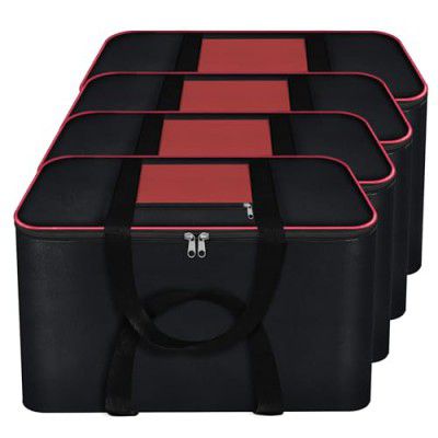 Storite 4 Pack Nylon Big Moisture Proof Underbed Storage Bag For Clothes Large (54 x 46 x 28 cm) - Black Rectangular