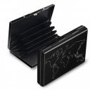 Storite 6 Slot RFID Metal Credit Card Holder Wallet for Men Women (Black Laser Print World Map, 9.5 x 6.5 x 1.3 cm)...