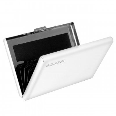 Storite 6 Slots RFID Protected Metal Credit Card Holder Case Wallet for Men & Women (White- 9.5 x 6.5 x 1.3 cm)