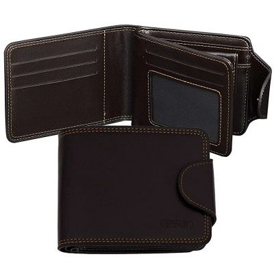 Storite 7 Slot Pu Leather Large Debit Credit Card Holder Wallet Coin Purse for Men & Women (Dark Brown, 10x 12 cm)