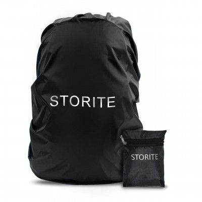 Storite Dust & Rain Cover for Backpack with Pouch, Waterproof Dustproof Rain Cover Bag Elastic Adjustable (30L-35L,Black)