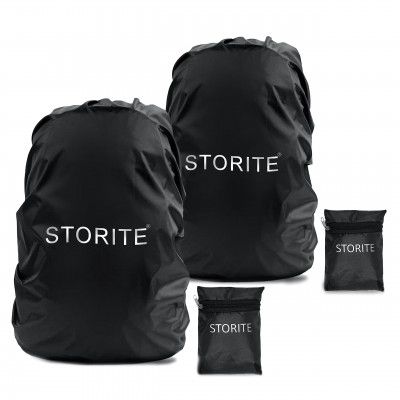 Storite Dust & Rain Cover Pouch, Waterproof Dustproof Rain Cover Bag Elastic Adjustable School, College, Office, Trekking Bags (30L-35L, Black)