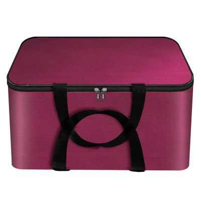 Storite Non-Woven Cloth Storage Bag with Zipper & Handle (Magenta, 41x35x23.5 cm, Square, 1 Pack)