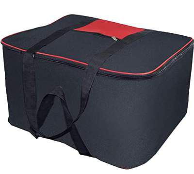 Storite Nylon Big Underbed Storage Bag Moisture Proof Cloth Organiser with Zippered Closure and Handle (BlackRed, 54x46x28cm)