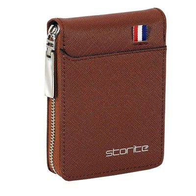 Storite PU Leather 9 Slot Vertical Credit Debit Card Holder Money Wallet Zipper Coin Purse for Men Women - Lightbrown (11.5 x 1.75 x 8 cm)